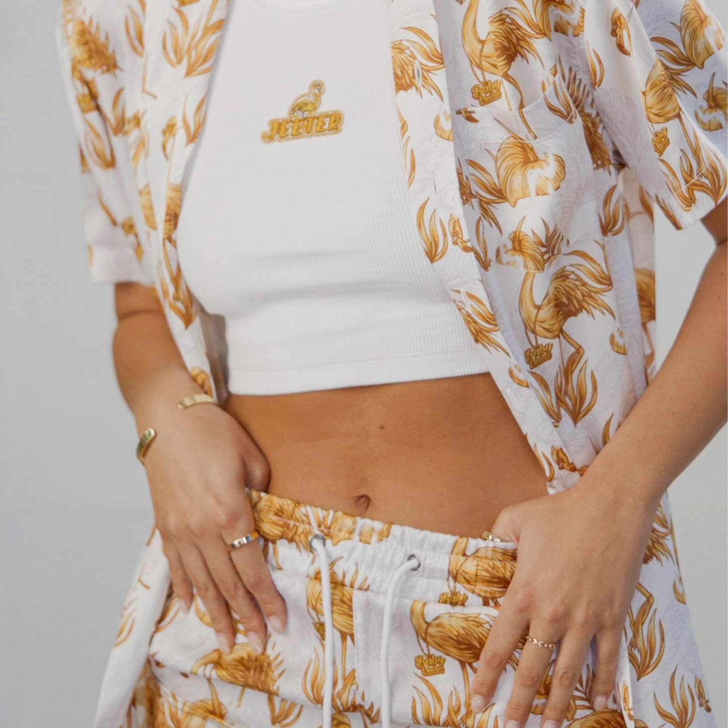 Golden Summer Women's Ribbed Crop Tank - White