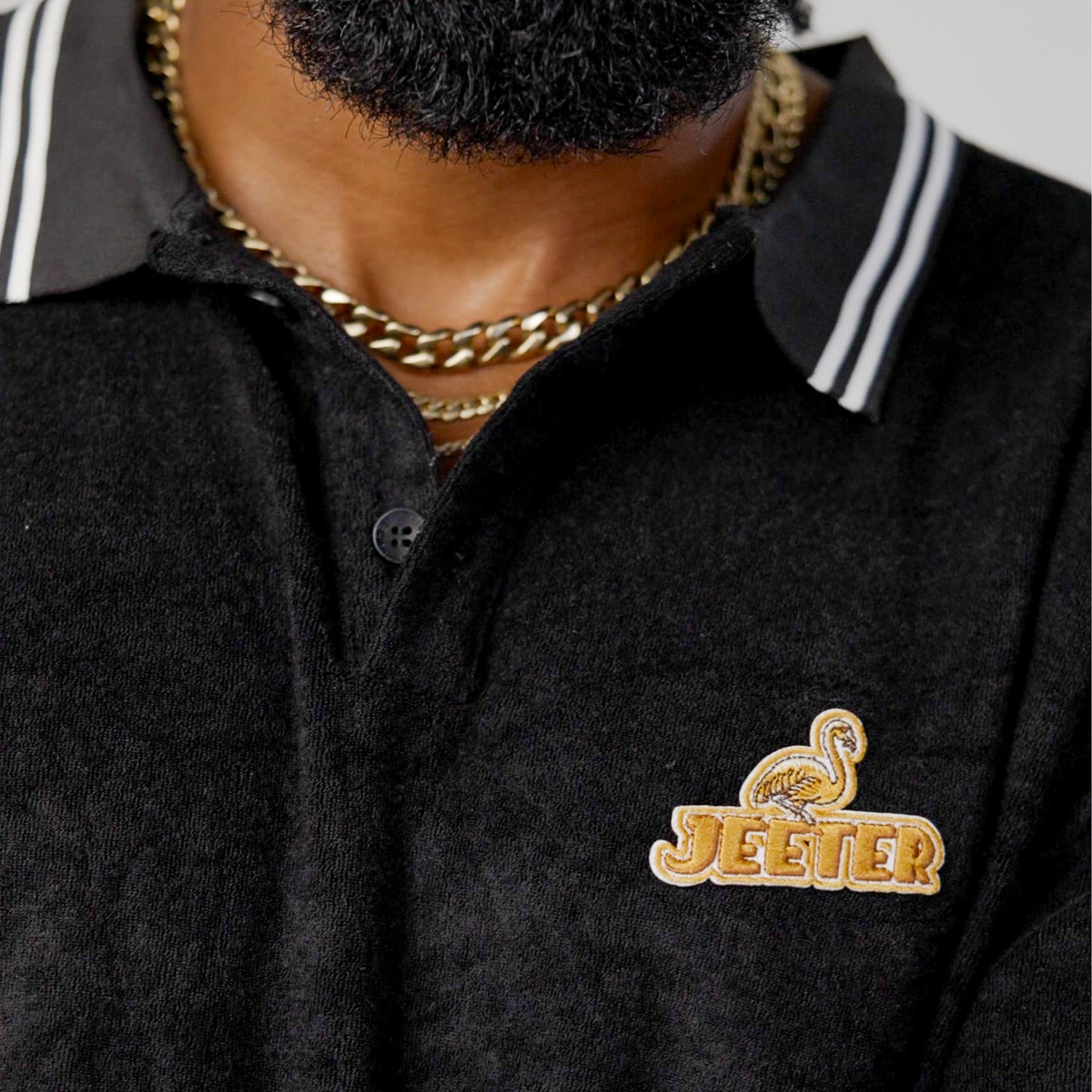 Golden Summer Men's Terry Polo Shirt - Black