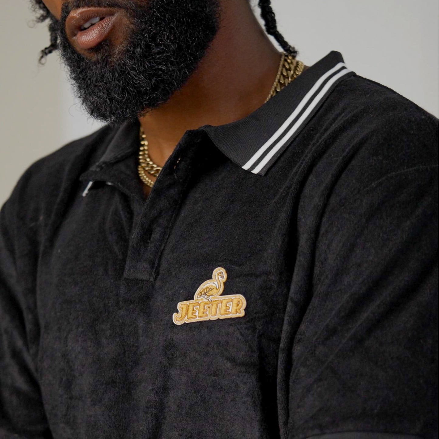 Golden Summer Men's Terry Polo Shirt - Black