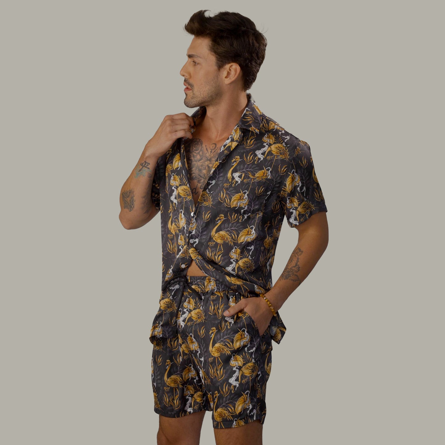 Golden Summer Men's Satin Shorts - Black