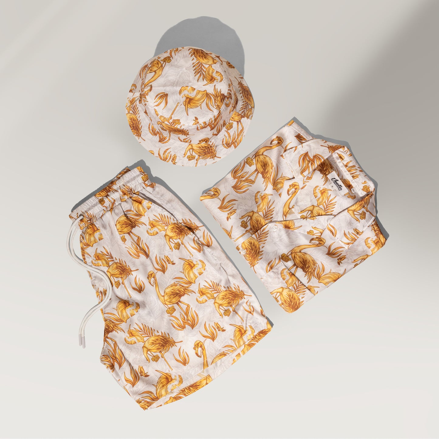 Golden Summer Unisex Satin Bucket Hat - White