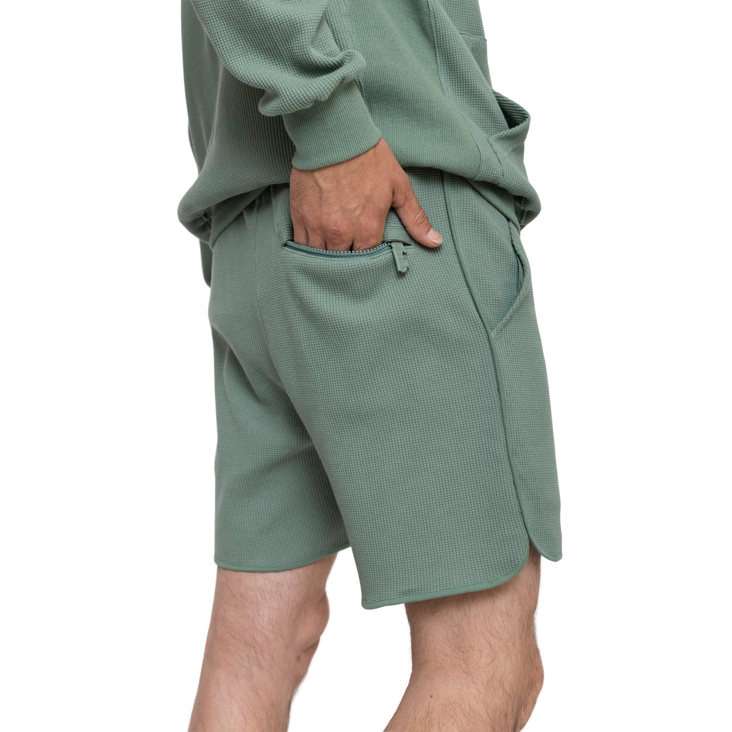 Deep Sage Waffle Shorts