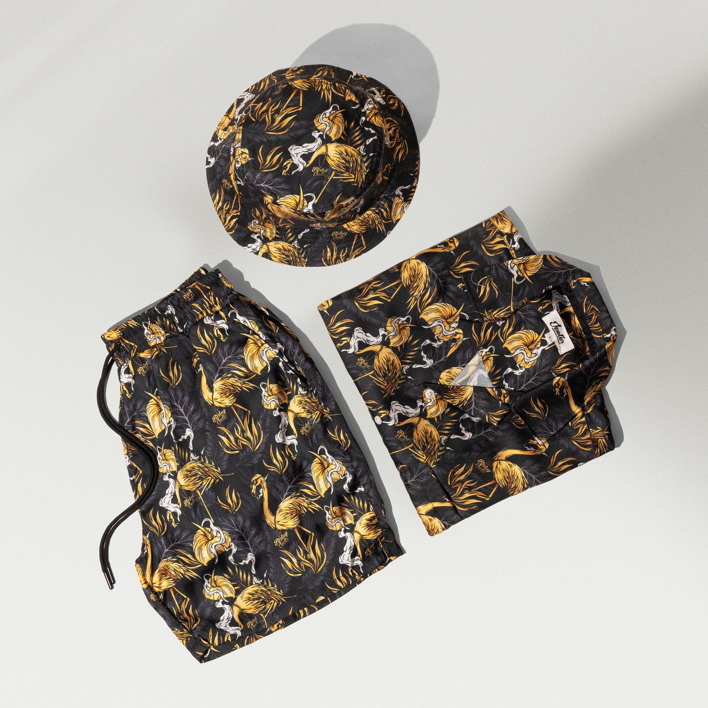 Golden Summer Unisex Satin Bucket Hat - Black