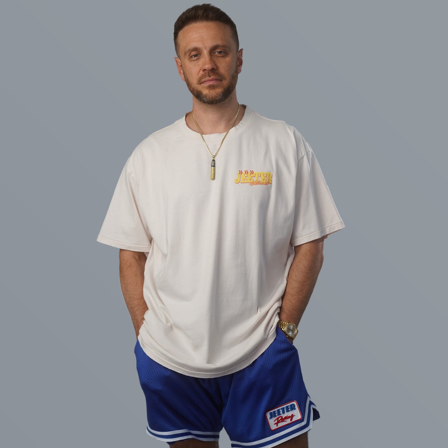 Throwbacks Jeeter Racing Blue Mesh Shorts