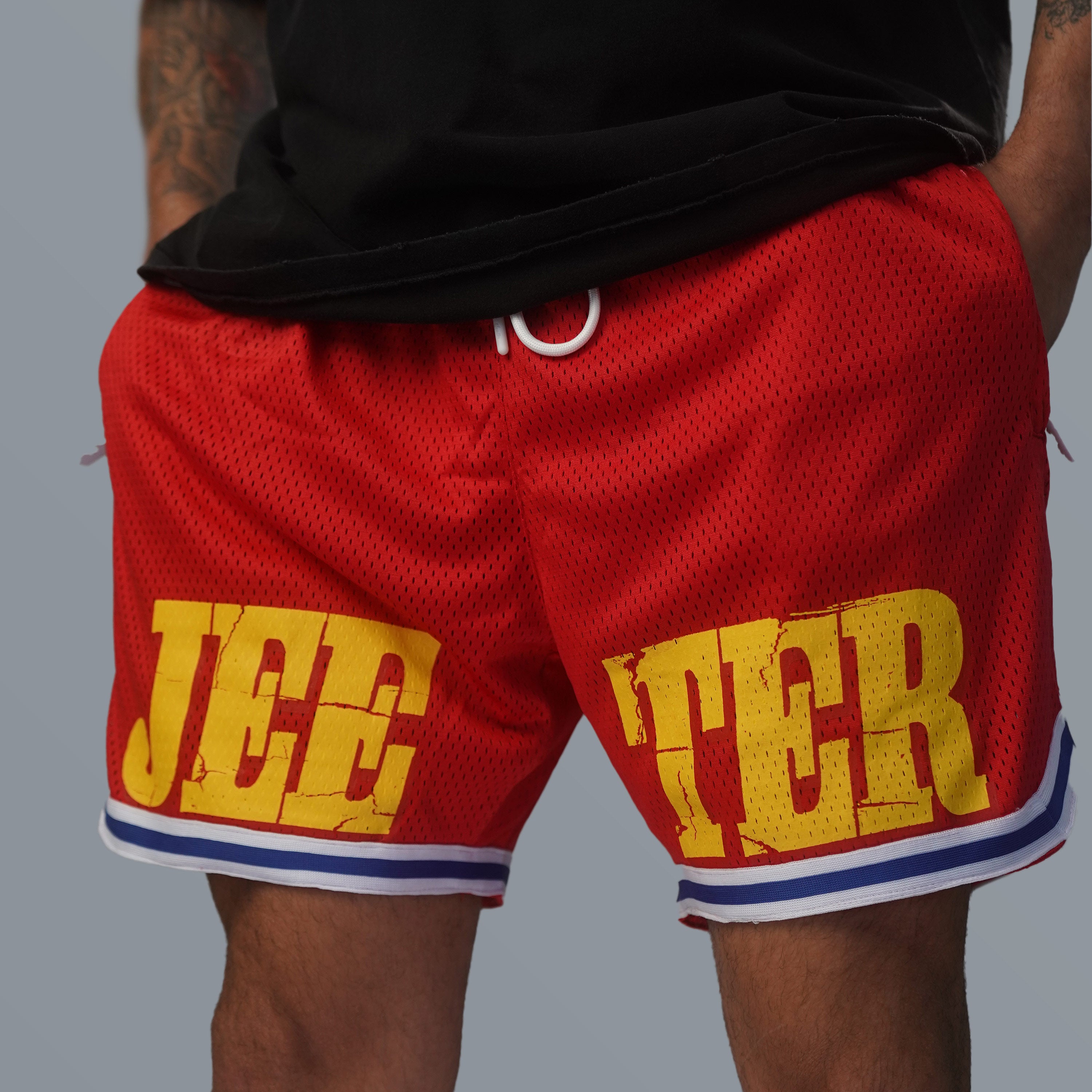 Red and yellow sales shorts